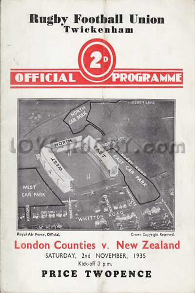 1935 London Counties v New Zealand  Rugby Programme